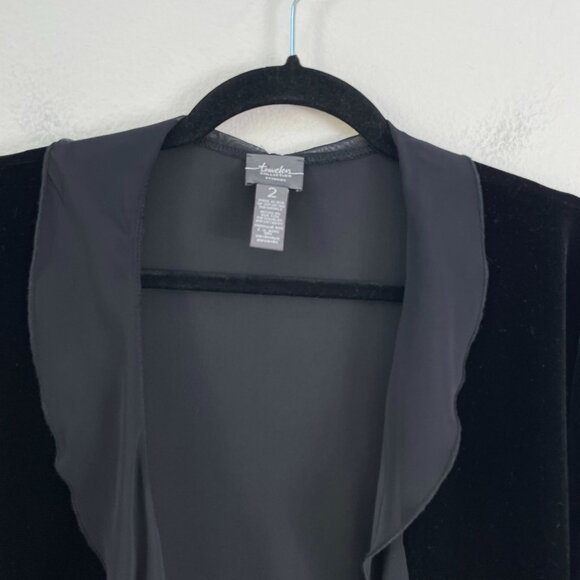 Chicos Travelers Collection Womens Large Black Velvet Chiffon Trim Jacket - Picture 8 of 9
